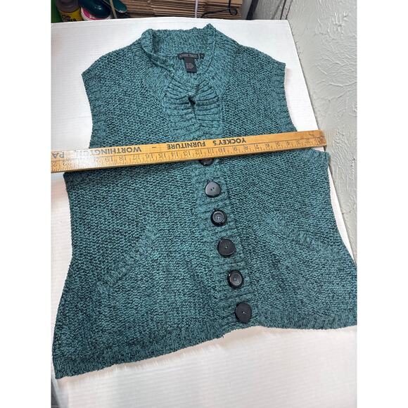Nomadic Traders Cozy Sweater Vest Button‎ Collar Teal Multi Womens Size XL - Picture 4 of 4